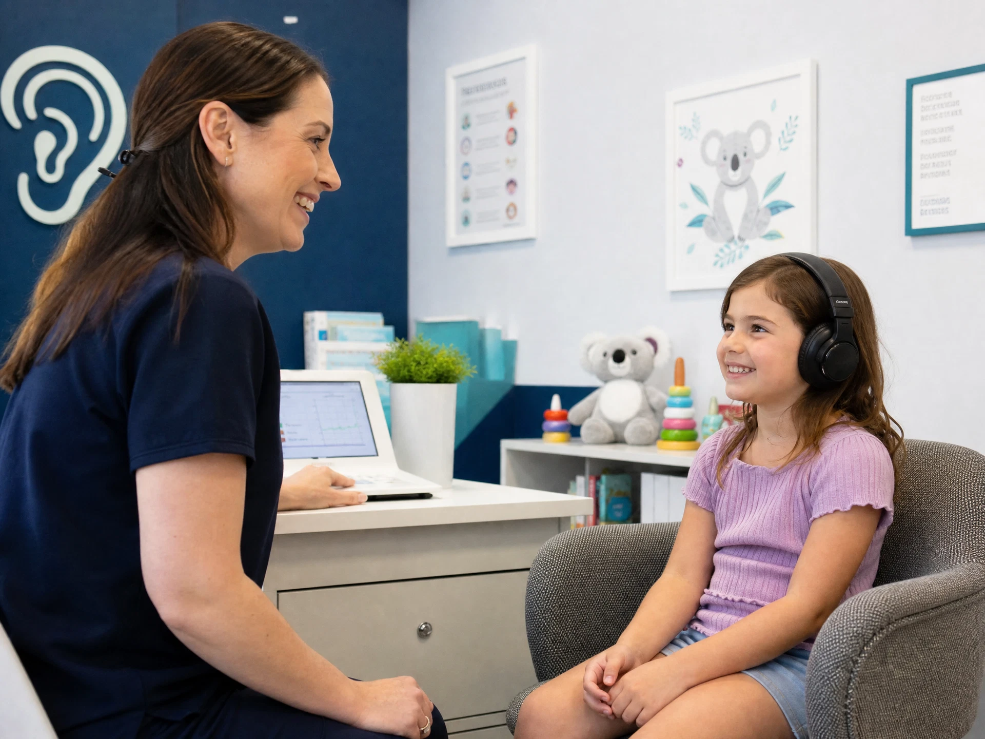 Paediatric hearing specialist in Aylesbury with a child